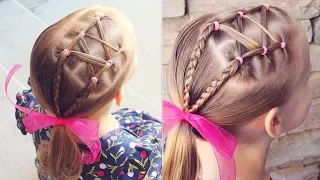 Shoelace Accent into a Side Ponytail | Toddler Hairstyle | Brown Haired Bliss