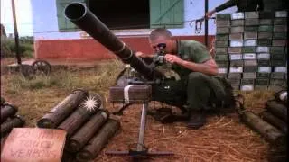 Soldier examines a captured Vietcong 57mm RR during the Vietnam War in Vietnam. HD Stock Footage