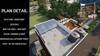 30X65 feet Contemporary Modern House Design | 9X20 Meter House Design I FS HOME MAKER