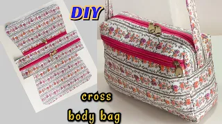 क्रॉसबॉडी  स्लिंग बेग बनाने का आसान तरीका ll How to make easy method cross body sling bag at home.