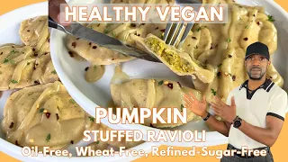 Easy Vegan Pumpkin-Stuffed Ravioli : Oil-free, Wheat-free