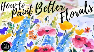 LIGHTEN your MOOD by painting some EASY WATERCOLOR FLOWERS - full tutorial real time!