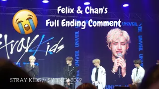 190224 BANG CHAN & FELIX EMOTIONAL ENDING COMMENT (FULL - ENG SUB) // STRAY KIDS SYDNEY