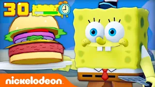 SpongeBob Cooks KRABBY PATTIES In A Video Game World 🍔 | Nickelodeon Cartoon Universe