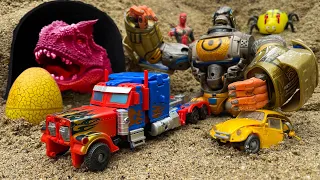 Full TRANSFORMERS STOP MOTION MOVIE - Bumblebee, Optimus& Tobot Robot Transporting Dinosaur fossils