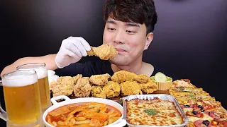 SUB) Fried Chicken & Pizza & Tteokbokki & Cheese Oven Spaghetti & Beer REALSOUND MUKBANG EATING SHOW