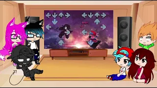 Gacha Club | (FNF,Mod+Me) React To FRIDAY NIGHT FUNKIN’ mod EVIL Boyfriend vs BF ESCAPE! (Very Late)