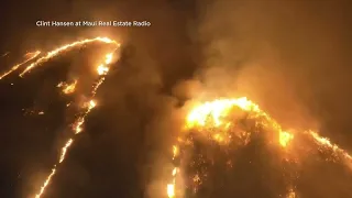 RAW: Drone footage shows wildfires in popular Maui tourist town