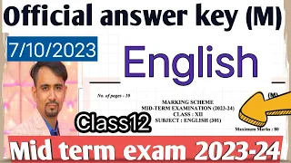 class 12 english mid term question paper solution 2023 24 /morning shift/ english paper answer key