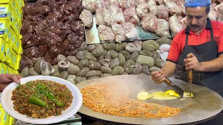 BUTTER GOAT BRAIN AND OFFAL STEW KATAKAT | Original Tawa Fry Katakat Making | Karachi Food Street