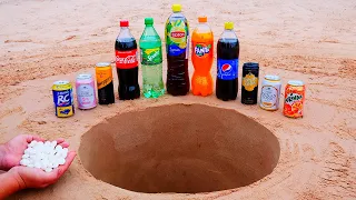 Mirinda, Lipton, Coca Cola, Fanta, RC Cola and other Popular Sodas vs Mentos Underground!