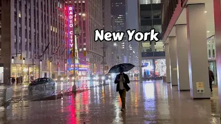 4k Asmr Rain Walk At Night Rainy Walking Tour In Manhattan New York