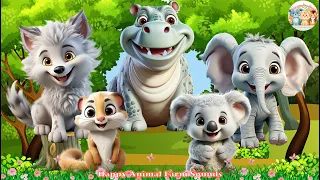 Funny Animal Sounds in 30 Minutes:  Hippo, Koala, Squirrel, Wolf, Sparrow- Animal videos