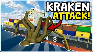 HUGE CONTAINER SHIP ATTACKED By The KRAKEN In Stormworks!
