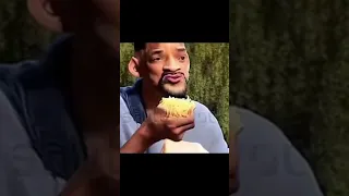 Will Smith eats spaghetti in the movie I, Robot. AI generated