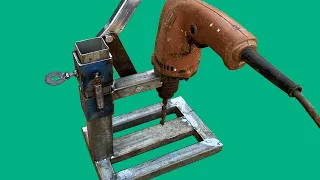 Hướng dẫn Tự chế máy khoan bàn mini từ sắt vụn đơn giản hiệu quả - How to make a real drill press