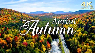 Aerial Autumn Around the World - Beautiful Peak Fall Foliage Drone Footage with Relaxing Music