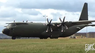 RAF C-130J Engine Start Up, Taxi and Take Off at RAF Brize Norton