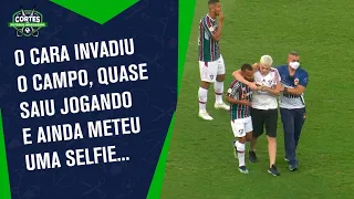 QUE LOUCURA!  O fera invadiu o campo no jogo do Flu e deu uma CABEÇADA na bola! Se a moda pega...