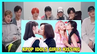 Monsta X reaction to Kpop Idols Girls Kissing Moments [fanmade]