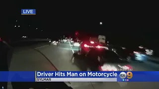 Caught On Camera: Hit-And-Run Driver Collides With Motorcyclist On 210 Freeway