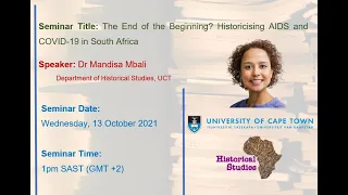 HST Seminar: 13 October 2021 - Dr Mandisa Mbali