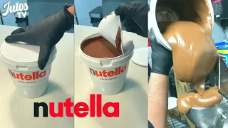 Nutella Bucket & Oreo Chocolate Mixing ASMR I Satisfying