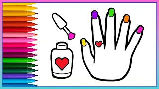 nail paint drawing💅colouring and Painting For Kids and toddlers | How to Draw a Nail Polish 🌈