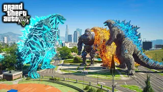 Godzilla Earth Vs Atomic Godzilla, Nuclear Godzilla, Mecha Kong ( GTA V Mods )