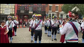 Earlsdon and Chinewrde North West Morris dancing Wylde Green at Bromyard Folk Festival