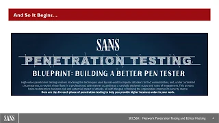 SANS Webcast: SANS Pen Test Poster – Blueprint: Building A Better Pen Tester