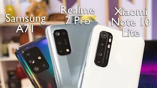 Samsung Galaxy A71 / Realme 7 Pro / Xiaomi Mi Note 10 Lite. Сравнение смартфонов!