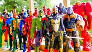 THANOS vs AVENGERS vs Power Rangers! MARVEL Superheroes Spider-Man, Hulk, Iron Man, Captain America!