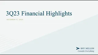 The Bank of New York Mellon BK Q3 2023 Earnings Call & Presentation