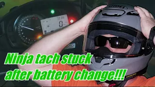 Ninja tachometer stuck after battery change