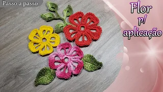 Flor de crochê para aplicação - Simples e fácil #flordecroche