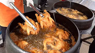 가마솥통닭 Fried in a large cauldron! Fried Whole Chicken Master at Street Market - Korean street food