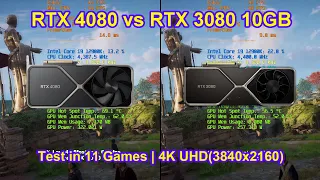 NVIDIA RTX 4080 16GB vs RTX 3080 10GB +Core  i9 12900K - Test in 11 Games | 4K UHD(3840x2160)