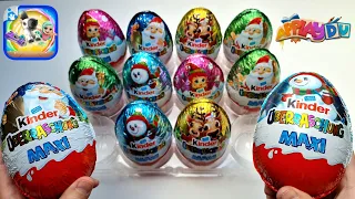 Kinder Surprise Eggs Maxi - "Applaydu" - 12 x Big unboxing! Christmas version 2023 -2024!