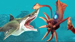 Hungry Shark World Megalodon vs Colossal Squid Boss Battle - All 39 Sharks Unlocked Hack Gems Coins