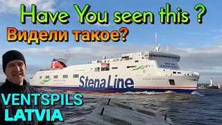 GIANT FERRY "Stena Line" ARRIVING into the PORT / VENTSPILS, LATVIA