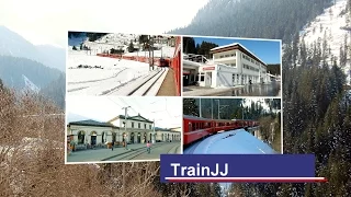 Swiss Trains Trainride Chur to Arosa │ Rhätische Bahn RhB │Passing Langwies - Langwieser viaduct