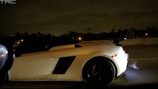 TX2K14 - INSANE 1800hp Gallardo races Alpha 16 GTR on the street