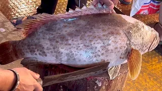 Giant Grouper Fish Cutting Skills | Bangladeshi Fish Market