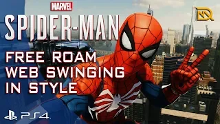 Spider Man PS4 - Free Roam Web Swinging Gameplay