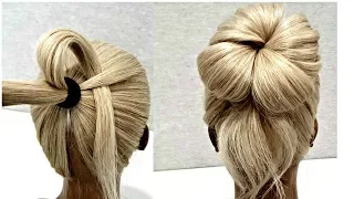 Быстрый и Красивый Пучок. Просто сделать СЕБЕ. Fast and beautiful hairstyle. Just do it YOURSelf.