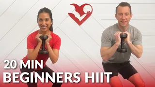 20 Min Beginners HIIT Workout with Dumbbells at Home - 20 Minute Low Impact Cardio No Jumping