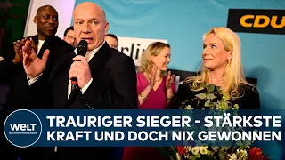 BERLIN: TRAURIGER WAHLSIEGER KAI WEGNER (CDU) gibt erstes Statement zur Hochrechnung