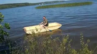 Лодка из пенопласта. JonBoat. Спуск на воду .MOV