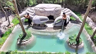 Amazing AmazingBuild Beautiful Swimming pool  House Crab Full Video #Primitive_Copy / Primitive bui
